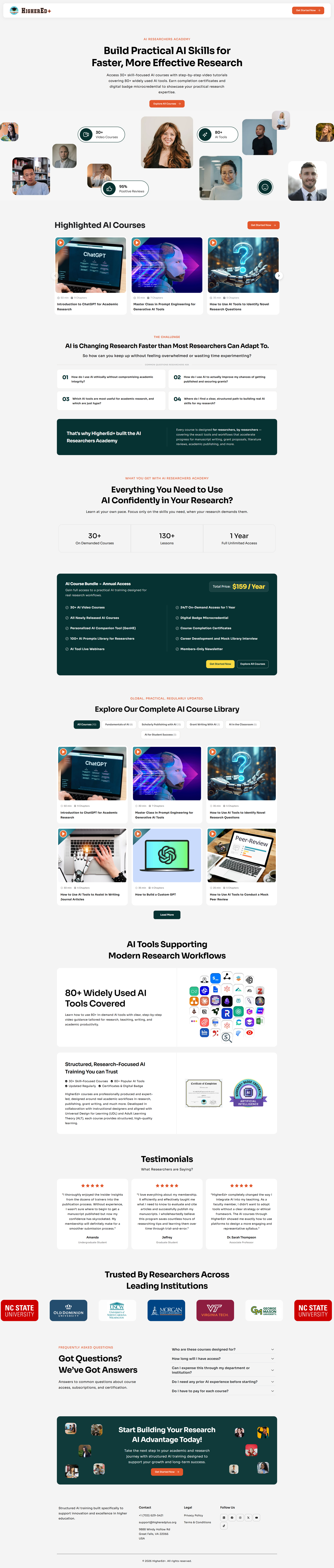 HigherEd+ website full page preview